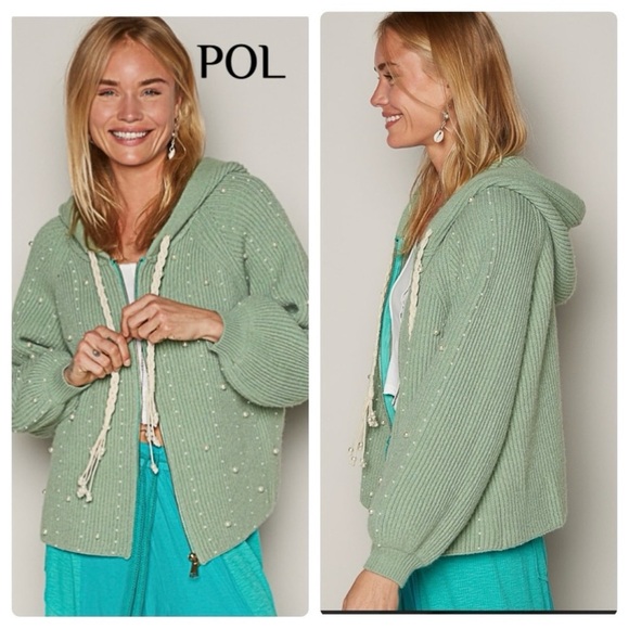 POL Pearl Hooded zip up sweater - Picture 1 of 7
